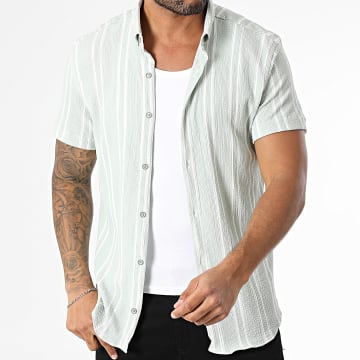 Classic Series - Chemise Manches Courtes A Rayures 011 Vert Clair Blanc