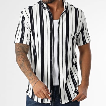 Classic Series - Camicia a maniche corte a righe 011 Bianco Blu Navy