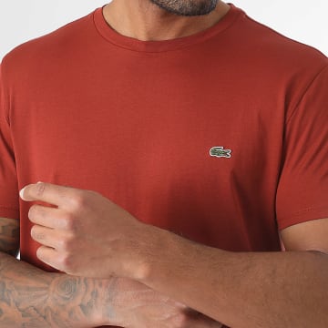 Lacoste - Tee Shirt Logo Brodé Crocodile Regular Fit Marron