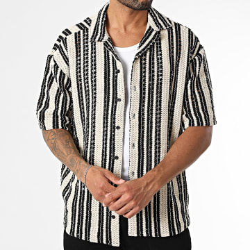 Only And Sons - Dani Beige Black Striped Short Sleeve Shirt
