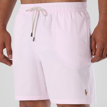 Polo Ralph Lauren - Gestreifte Badeshorts Original Player Weiß Pink