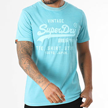 Superdry - Tee Shirt Vintage Logo Neon Relaxed M1012119A Bleu Clair