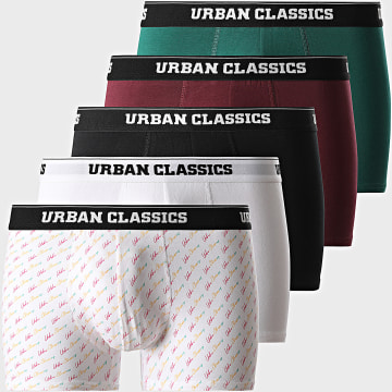 Urban Classics - Juego de 5 calzoncillos TB4417 Negro Verde Blanco Burdeos