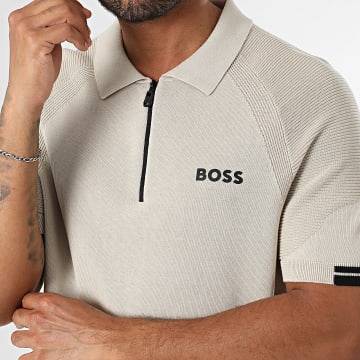 BOSS - Polo Manches Courtes Col Zippé Perform Max 50537146 Beige