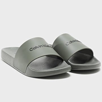 Calvin Klein - Claquettes Pool Slide Goma 0455 Verde Caqui Oscuro