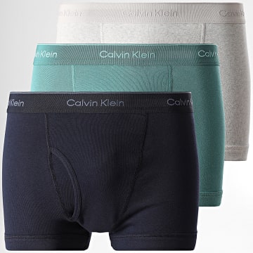 Calvin Klein - Lot De 3 Boxers NB4002A Bleu Marine Bleu Vert Gris Chiné
