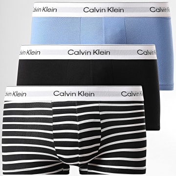Calvin Klein - Lot De 3 Boxers Low Rise 4389 Noir Blanc Bleu Clair