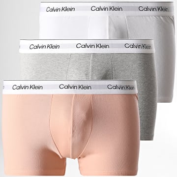 Calvin Klein - Lot De 3 Boxers LV00NB4392 Blanc Gris Chiné Orange Clair