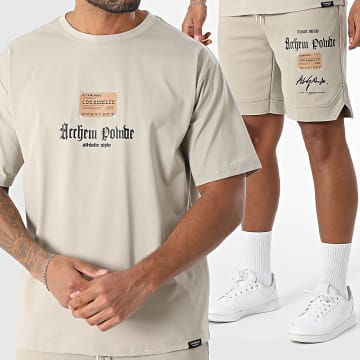 MTX - Set di maglietta grande oversize e pantaloncini da jogging 5JA Beige
