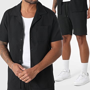 MTX - Ensemble Chemise Manches Courtes Et Short Jogging Côtelé 21A Noir