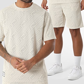 MTX - 82A Set di maglietta e pantaloncini da jogging beige