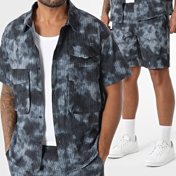 MTX - Ensemble Chemise Manches Courtes Et Short Jogging A Rayures 528 Noir Gris