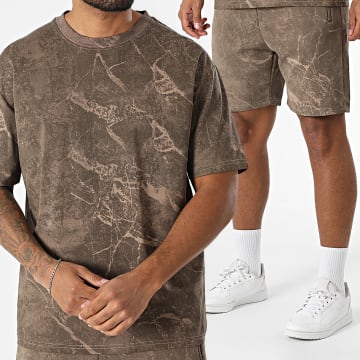 MTX - Ensemble Tee Shirt Oversize Large Et Short Jogging 650 Marron Marbre