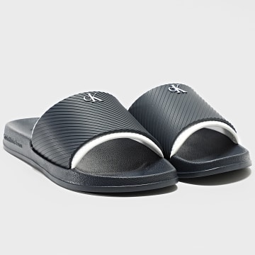 Calvin Klein - Slide Neopreno Caucho Texto 1234 Azul Marino Zapatillas