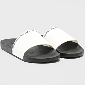 Calvin Klein - Claquettes Pool Slide Goma 0981 Negro Blanco