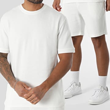 Classic Series - Ensemble Tee Shirt Oversize Large Et Short Jogging Texturé 051 Blanc