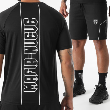 MA9 Mafia Nueve - Conjunto de camiseta negra y pantalón corto Essential Back Tape