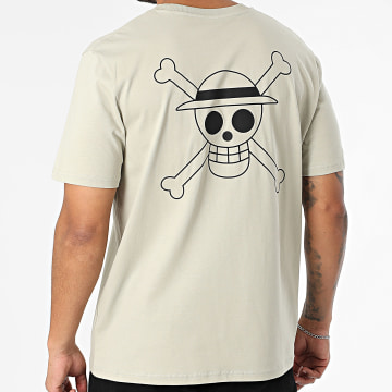 One Piece - Tee Shirt Oversize Large Mugiwara Big Back Beige Stone Black