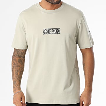 One Piece - Tee Shirt Oversize Grande Delantera Y Manga Beige Stone Noir