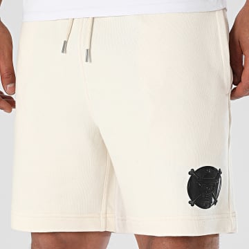 One Piece - Logo Badge Jogging Shorts Beige Negro