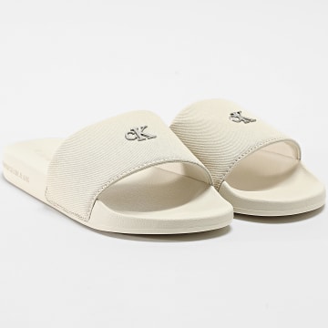 Calvin Klein - Slide Mujer Monograma Hardware 1713 Crudo
