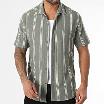 Classic Series - Chemise Manches Courtes A Rayures 470 Vert Blanc