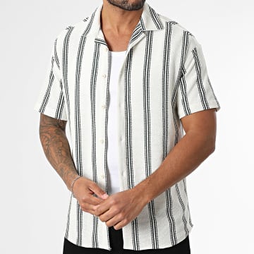 Classic Series - Camicia a maniche corte a righe 470 verde ecrù