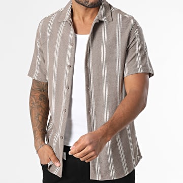 Classic Series - Camicia a maniche corte a righe 470 Marrone Beige