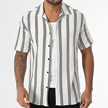 Classic Series - Camicia a maniche corte a righe 470 Ecru Nero