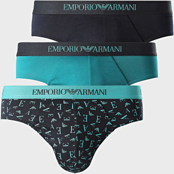 Emporio Armani - Lote de 3 calzoncillos EM000256-AF10800 Azul marino Turquesa