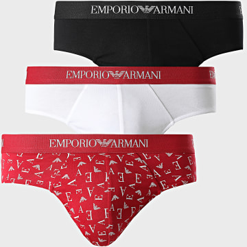 Emporio Armani - Juego de 3 calzoncillos EM000256-AF10800 Negro Blanco Rojo