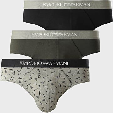 Emporio Armani - Juego de 3 calzoncillos EM000256-AF10800 Negro Verde Caqui