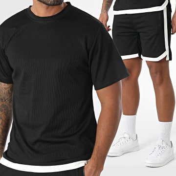 MTX - Set di maglietta a coste e pantaloncini da jogging 99A nero