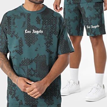 Classic Series - Ensemble Tee Shirt Et Short Jogging 89T Bleu Petrole Noir