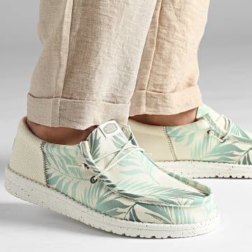 Hey Dude - Wally Funk Psych Palm Lichtgrijs Celadon Groen Loafers