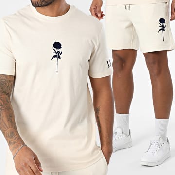 Luxury Lovers - Set T-Shirt Und Jogginghose MC Rose Velvet Beige Marineblau