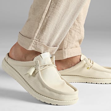 Hey Dude - Wally Slip Stretch Canvas Mocassins Bone Wit