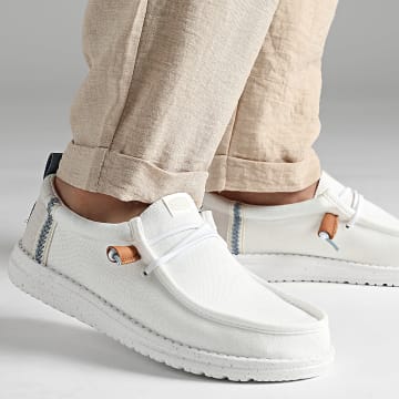 Hey Dude - Wally Craft Linnen Wit Steen Grijze Loafers