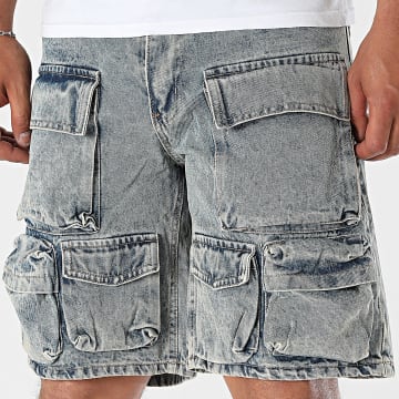 Uniplay - Short Cargo Jean 248 Bleu Denim Beige