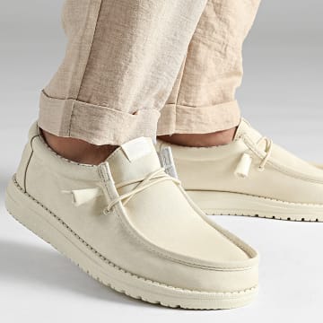 Hey Dude - Wally Stretch Canvas Stone Witte Loafers