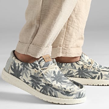 Hey Dude - Mocassins Wally Palm Jute Wolk Blauw