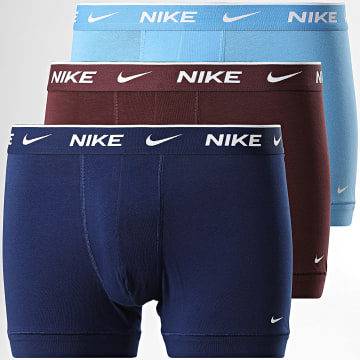Nike - Lot De 3 Boxers KE1008 Bleu Clair Bleu Marine Bordeaux