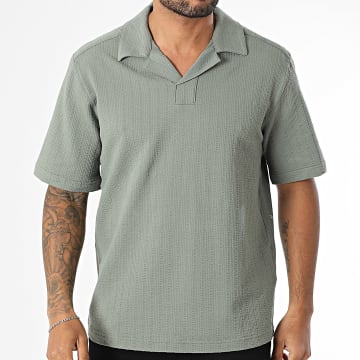 Only And Sons - Polo Manches Courtes A Rayures Regular Fit Males Vert Kaki Clair