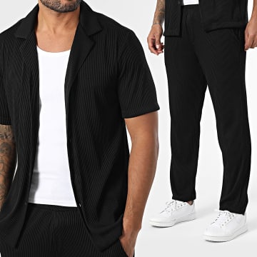 Uniplay - Ensemble Chemise Manches Courtes Et Pantalon Côtelé 190 Noir
