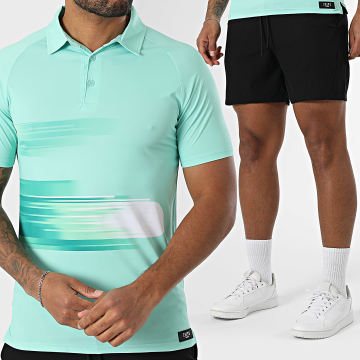 Zelys Paris - Ensemble Polo Manches Courtes Et Short Jogging Ael Vert Clair Noir