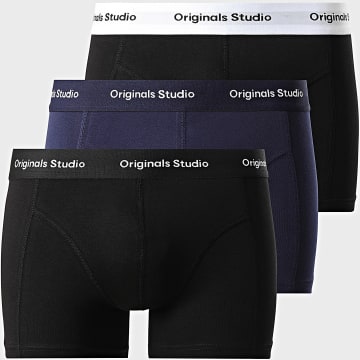 Jack And Jones - Set di 3 boxer solidi Vesterbro blu navy nero
