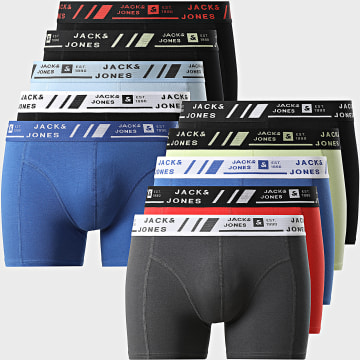 Jack And Jones - Confezione da 10 boxer tinta unita Angus Rosso Blu Reale Giallo Nero Azzurro Grigio
