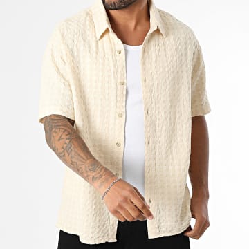 Jack And Jones - Chemise Manches Courtes Dobby Check Beige
