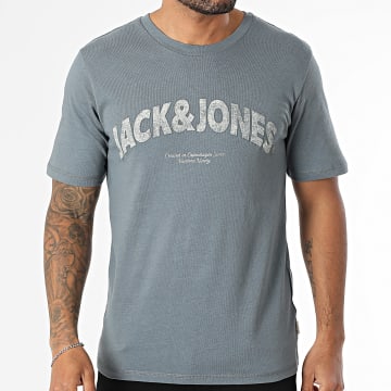Jack And Jones - Tee Shirt Almeria Bold Branding Slate Grey Blue