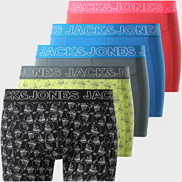 Jack And Jones - Set di 5 boxer Skull Capri Giallo Nero Grigio Blu Reale Rosso